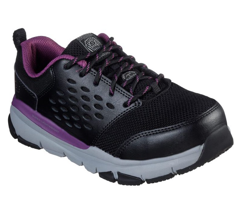 Skechers Soven Alloy Toe - Womens Work Boots Black/Purple [AU-PE5159]